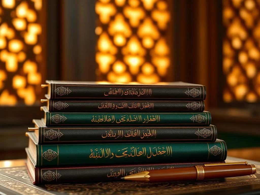Advanced Islamic Studies at Nūr Academy Classical Islamic study books representing Tafseer, Hadith, Fiqh and Arabic courses