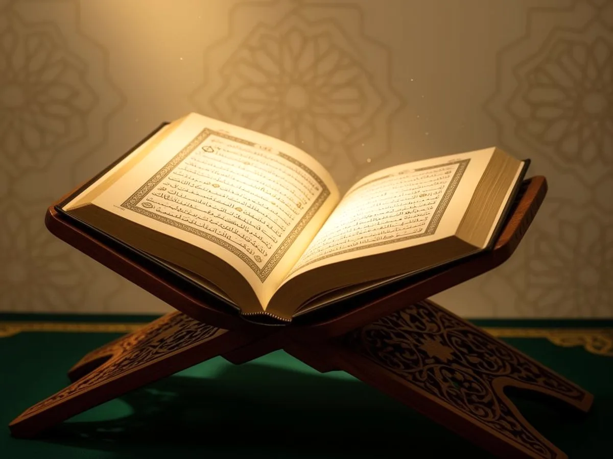 Quranic Sciences at Nūr Academy Open Quran on a rehl representing Nazra, Qaida, Hifz, Tajweed and Quran translation courses